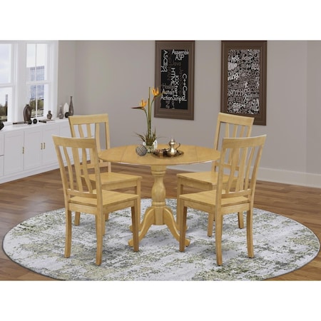 East West Furniture 5 Piece Dublin Dining Room Table Set - Oak DMAN5-OAK-W